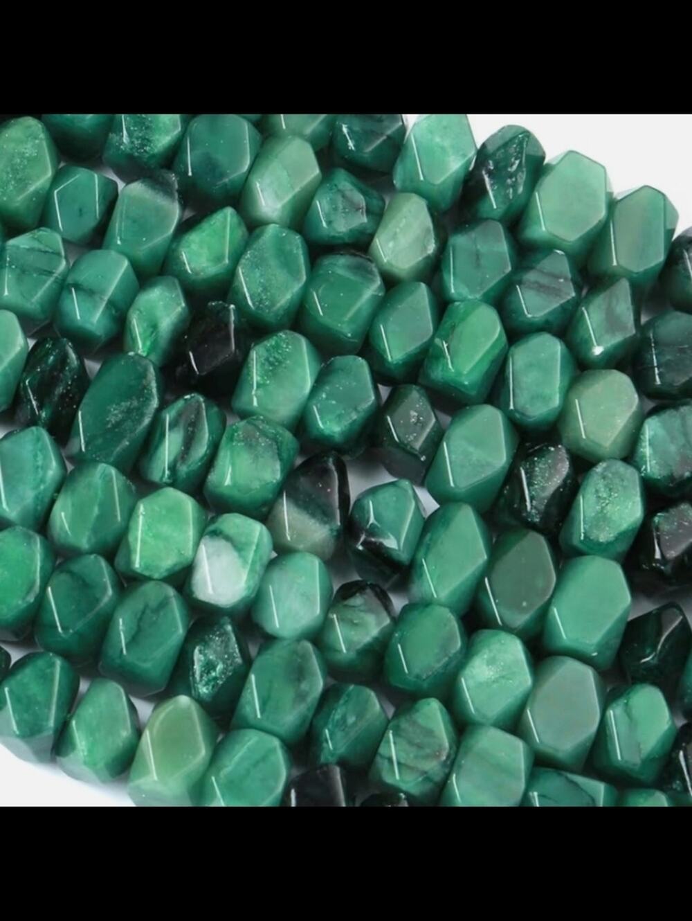 Green Faceted Agate Bead Necklace Strand - Unbranded